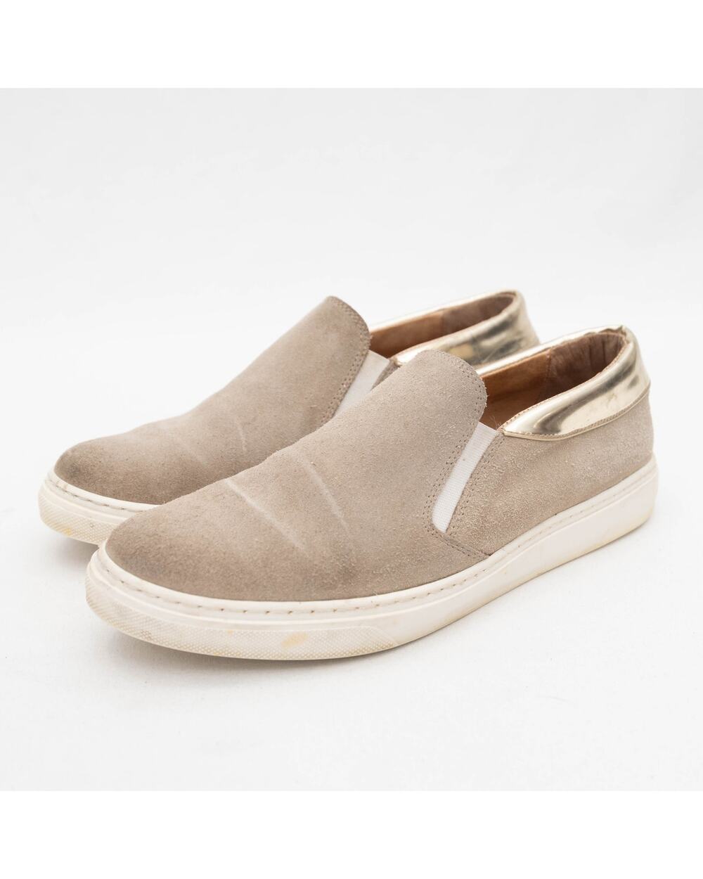 Maiden Lane Tan Suede Slip-On Sneakers Size 38 US 7.5